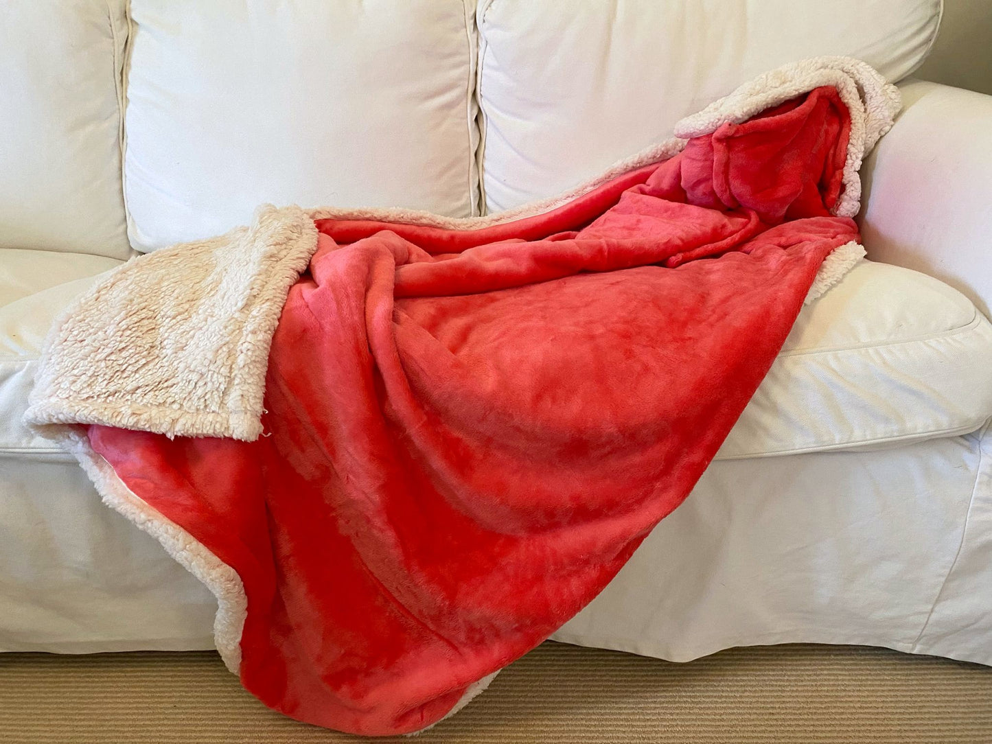 Bright Coral Pink Cushy Rug